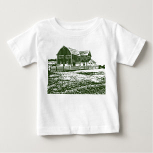 T-shirt Pour Bébé Paysage rural maison de ferme de style coupe
