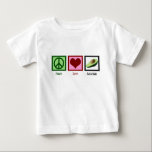 T-shirt Pour Bébé Peace Love avocat<br><div class="desc">Un joli signe de paix, un coeur et un avocat vert cadeau. Mignonne tenue pour un bébé qui aime le guacamole.</div>