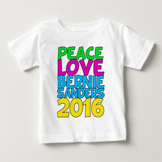 T-shirt Pour Bébé Peace Love Bernie Sanders 2016 (Devant)