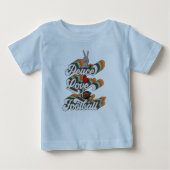 T-shirt Pour Bébé Peace Love Football, Retro Football Sublimation (Devant)