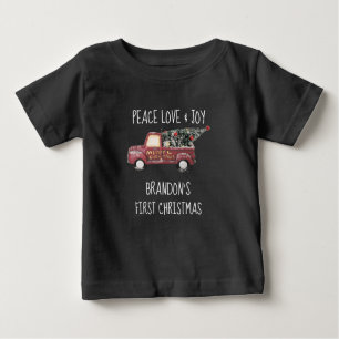 T-shirt Pour Bébé Peace Love & Joy Jouet Camion Premier Noël