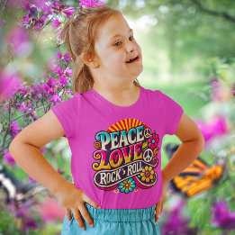 T-shirt Pour Bébé Peace Love RocknRoll Retro les années 70 Vintage P