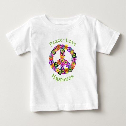 T-shirt Pour Bébé Peace Sign Love & Happiness on White (Devant)