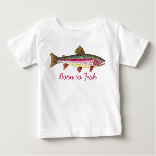 T-shirt Pour Bébé Pêche à la truite rose pâle "Né au poisson"