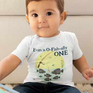 T-shirt Pour Bébé Pêcher un enfant premier anniversaire Crappie Pois