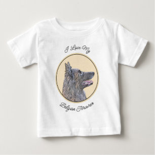 T-shirt Pour Bébé Peinture belge Tervuren - Cute Original Chien Art