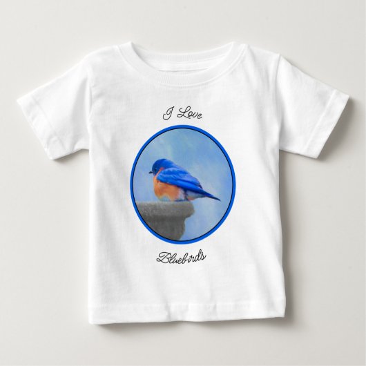 T-shirt Pour Bébé Peinture Bluebird - Art original pour oiseaux (Devant)