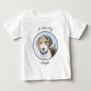 T-shirt Pour Bébé Peinture de Beagle - Jolie œuvre d'art originale d