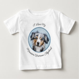 T-shirt Pour Bébé Peinture de berger américaine miniature - Chien Ar