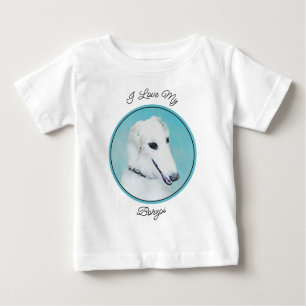 T-shirt Pour Bébé Peinture de Borzoi (Blanc) - Joli Chien d'origine