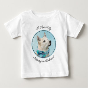 T-shirt Pour Bébé Peinture de Buhund norvégien - Art original de chi