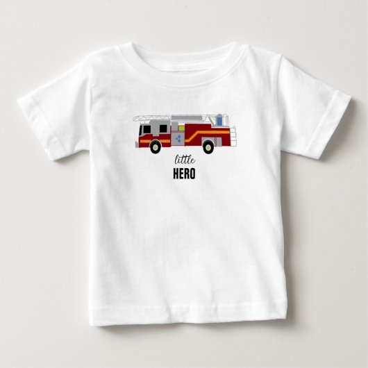 T-shirt Pour Bébé Peinture de camion à feu petit héros (Devant)