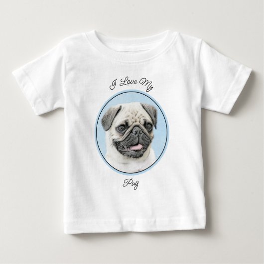 T-shirt Pour Bébé Peinture de carlin - Joli art original de chien (Devant)