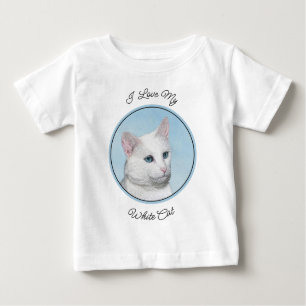 T-shirt Pour Bébé Peinture de chat blanc - Cute Original Cat Art