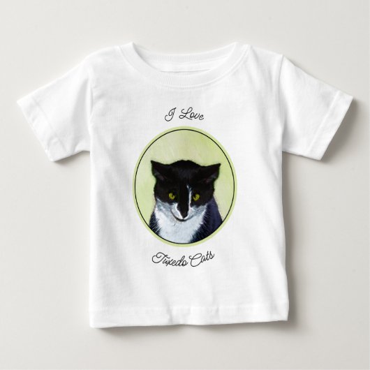 T-shirt Pour Bébé Peinture de chat smoking - Art original de chat mi (Devant)