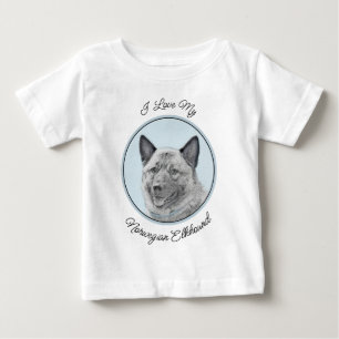 T-shirt Pour Bébé Peinture de Chien Norvégien Elkhound - Art Origina