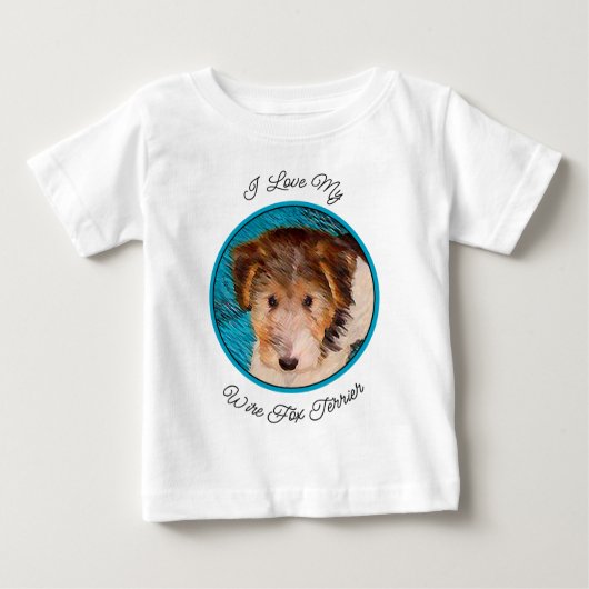 T-shirt Pour Bébé Peinture de chiot Terrier Fox - Art de chien origi (Devant)