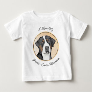 T-shirt Pour Bébé Peinture de Grand Bouvier Suisse - Œuvre d'Art Ori