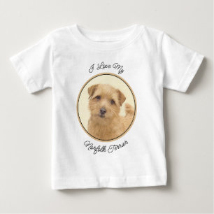 T-shirt Pour Bébé Peinture de Norfolk Terrier - Art original de chie