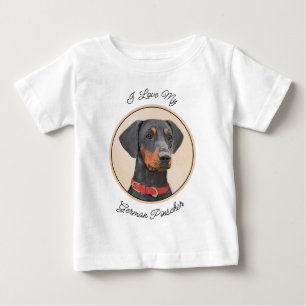 T-shirt Pour Bébé Peinture de Pinscher Allemand Art Animal Original