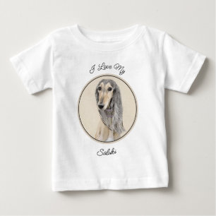 T-shirt Pour Bébé Peinture de Saluki (Faune) - Cute Original Chien A