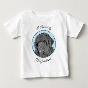 T-shirt Pour Bébé Peinture de Terre-Neuve - Art de chien original mi