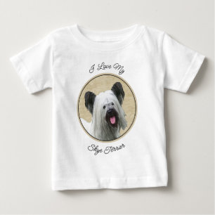 T-shirt Pour Bébé Peinture de Terrier Skye - Drôle d'Art Original de