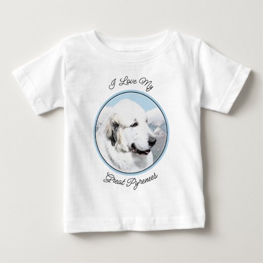 T-shirt Pour Bébé Peinture des Pyrénées - Art original du chien (Devant)