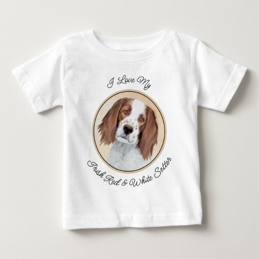 T-shirt Pour Bébé Peinture en Setter rouge et blanc irlandais - Art  (Devant)