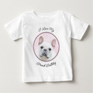 T-shirt Pour Bébé Peinture française de Bulldog (Crème/Blanc) - Art 