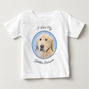T-shirt Pour Bébé Peinture Golden Retriever - Joli art original chie