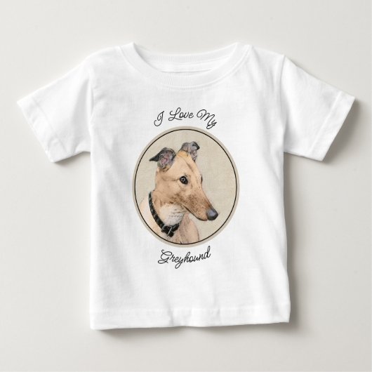 T-shirt Pour Bébé Peinture Greyhound - Cute Original Chien Art (Devant)