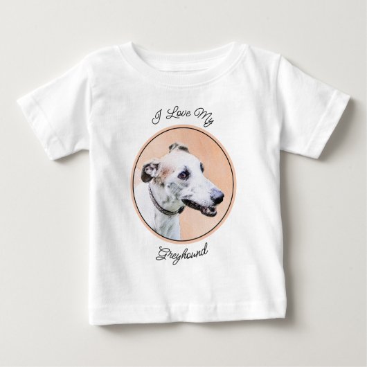 T-shirt Pour Bébé Peinture Greyhound - Cute Original Chien Art (Devant)
