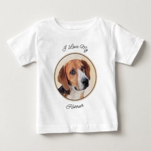 T-shirt Pour Bébé Peinture Harrier - Joli art original chien (Devant)