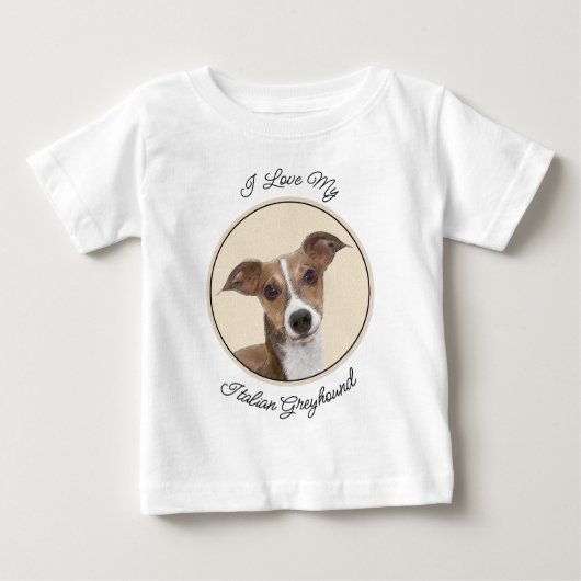 T-shirt Pour Bébé Peinture italienne Greyhound - Cute Original Chien (Devant)