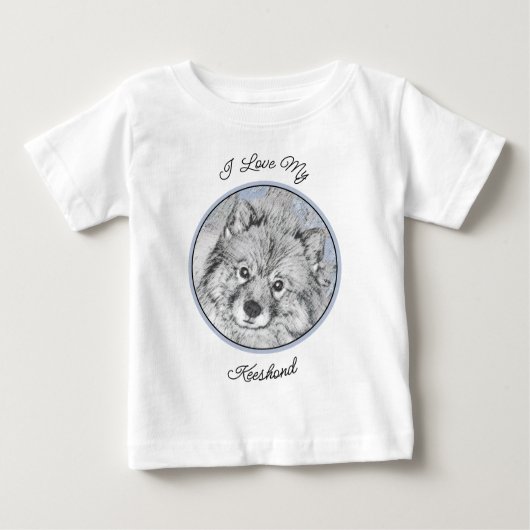 T-shirt Pour Bébé Peinture Keeshond Beth - Joli art original chien (Devant)