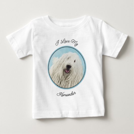 T-shirt Pour Bébé Peinture Komondor - Cute Original Chien Art (Devant)