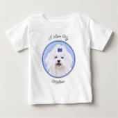 T-shirt Pour Bébé Peinture maltaise - Joli art original pour chien (Devant)