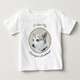 T-shirt Pour Bébé Peinture norvégienne Lundehund - Art original chie