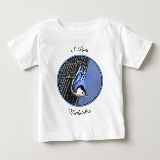T-shirt Pour Bébé Peinture Nuthatch à poitrine blanche Art original (Devant)