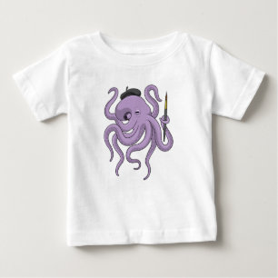 T-shirt Pour Bébé Peinture Octopus Peinture brosse