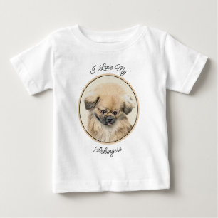 T-shirt Pour Bébé Peinture Pekingese - Cute Original Chien Art