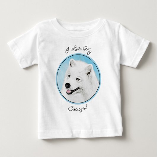 T-shirt Pour Bébé Peinture Samoyed - Cute Original Chien Art (Devant)