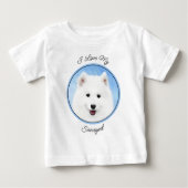 T-shirt Pour Bébé Peinture Samoyed Puppy - Jolie Art Original Chien (Devant)