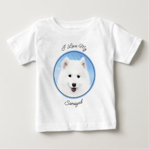 T-shirt Pour Bébé Peinture Samoyed Puppy - Jolie Art Original Chien