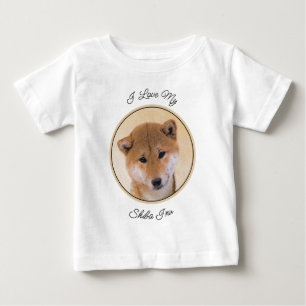 T-shirt Pour Bébé Peinture Shiba Inu (Rouge) - Art Chien original