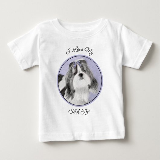T-shirt Pour Bébé Peinture Shih Tzu - Cute Original Chien Art (Devant)