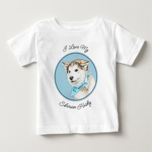 T-shirt Pour Bébé Peinture Sibérienne Husky Puppy - Art Chien origin (Devant)