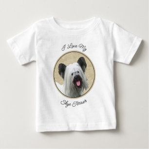 T-shirt Pour Bébé Peinture Skye Terrier - Cute Original Chien Art