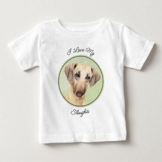 T-shirt Pour Bébé Peinture Sloughis - Joli art original pour chien (Devant)
